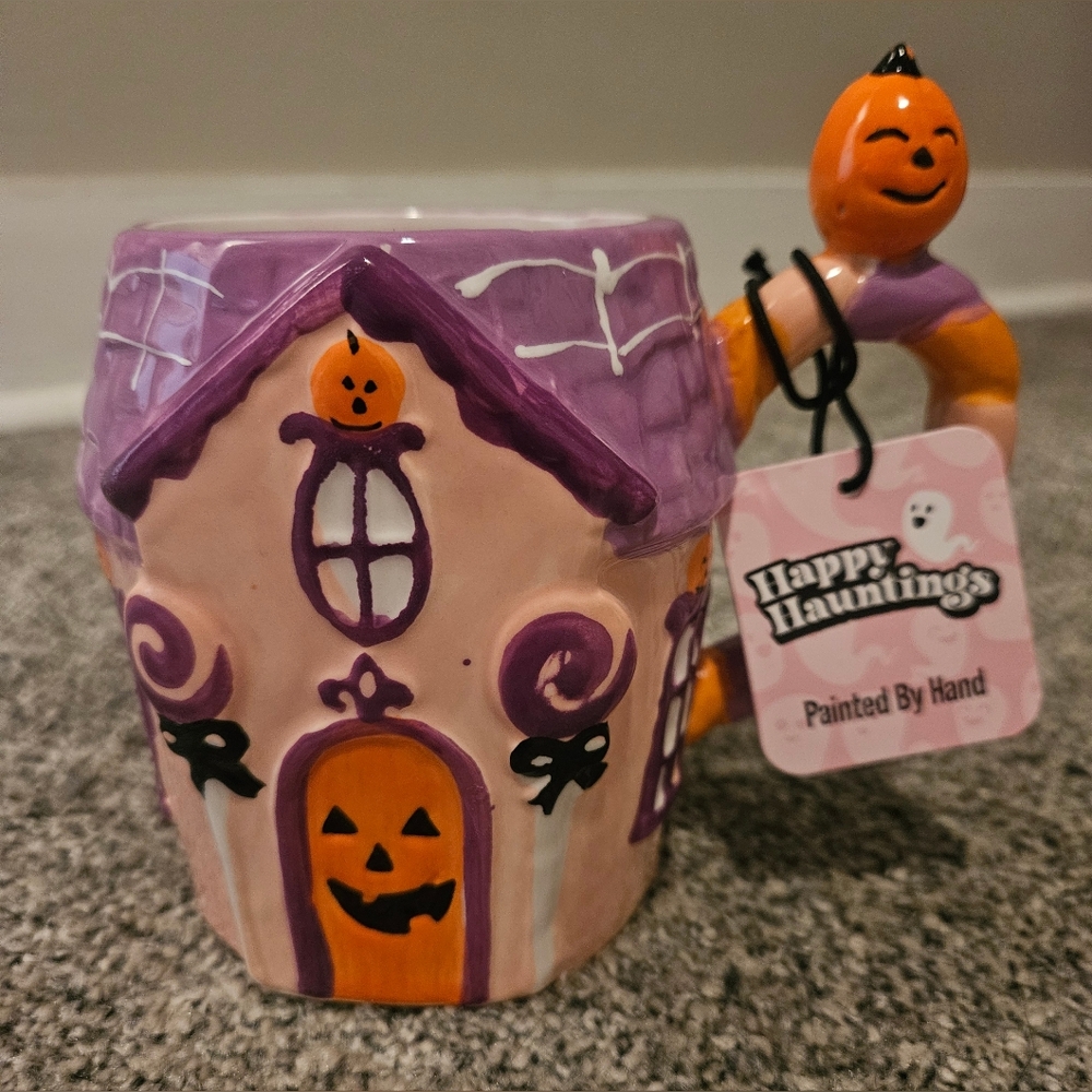 Pink & Purple Haunted House Halloween Mug